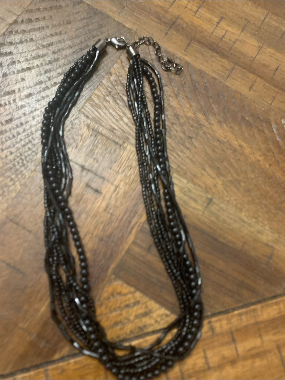 Multi-Strand Black Beaded Women's Necklace
